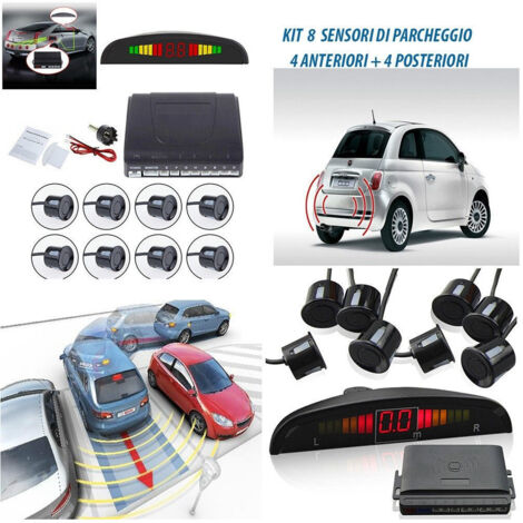 Trade Shop - Kit 8 Sensori Di Parcheggio Auto + Display Led Suono Radar Cicalino Acustico E 258220