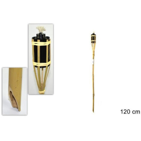 Trade Shop - Bambusfackel Bambus 120 cm für Outdoor Garten Licht Fackel Docht RO000444 - (1/2)