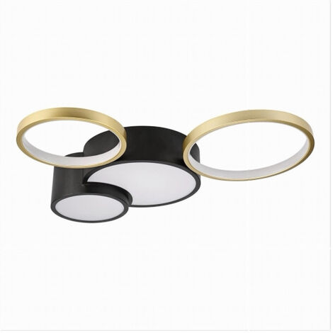 Trade Shop - LED-DECKENLEUCHTE 36W 4 KREISE GOLD SCHWARZ MODERNE DECKENLEUCHTE LICHT 6500K 70968 - (1/5)