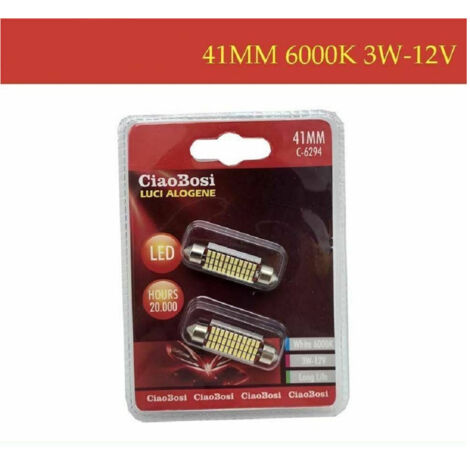 Trade Shop - 2 Leuchtmittel Ersatzlampen Innenbeleuchtung Auto 41 mm LED 6000K 3 Watt 12V C-6294 -