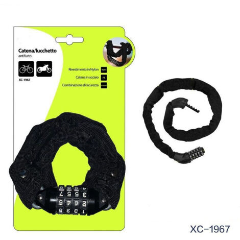 Trade Shop - KETTEN-DIEBSTAHLSCHUTZ-VORHÄNGESCHLOSS AUS STAHL UND NYLON-BESCHICHTUNG, KOMBINATION XC-1967 - (1/2)