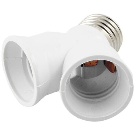 Trade Shop - Lampenfassung Splitter Adapter E27 Stecker auf 2 E27 Fassungen weiße Fassung -