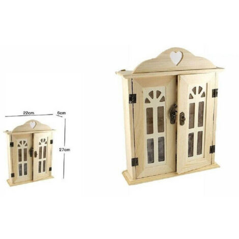 Trade Shop - Schlüsselkasten aus Holz mit 6 Haken, Wandhalterung für Decoupage -