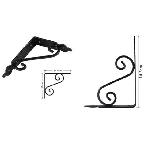 Trade Shop - SET MIT 2 REGALHALTERUNGEN, ECKHALTERUNGEN, FANTASY 145X110MM, SCHWARZ 91276 - (1/2)