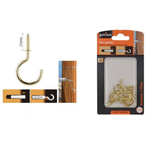Trade Shop - SET MIT 11 HAKENSCHRAUBEN 1" / 25 MM GOLD SELBSTSCHNEIDENDE SCHRAUBEN FÜR HOLZ 90807 - (1/2)