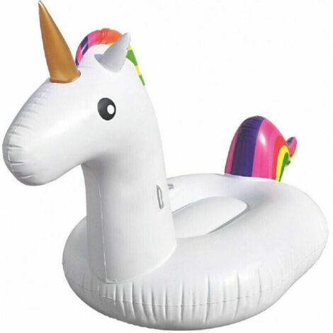 Trade Shop - UNICORNO GIGANTE GONFIABILE GALLEGGIANE ISOLA PISCINA 2 X 1 X 0,9 MT -
