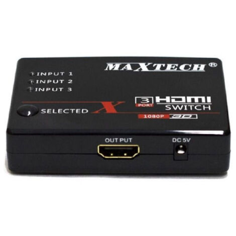 Trade Shop - 3D HDMI-Switch 3 EINGÄNGE 1080P MIT FERNBEDIENUNG FÜR TV PS3 XBOX DVD MAXTECH DK-303 - (1/3)