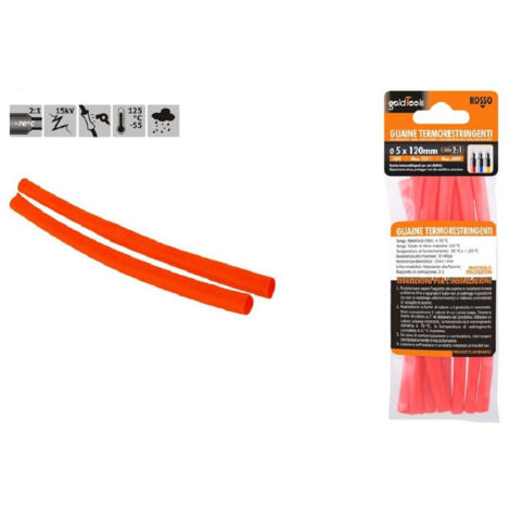 Trade Shop - SET MIT 10 STÜCK ROTEN SCHRUMPFSCHLÄUCHEN 5X120 MM FÜR KABEL 57083 - (1/2)