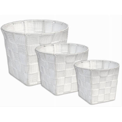 Invero Set Di 2 Cestini In Plastica Intrecciata Rotondi, 20 Cm, Colore Grigio E Bianco, Per Pane, Frutta, Regali E Home Decor - 3