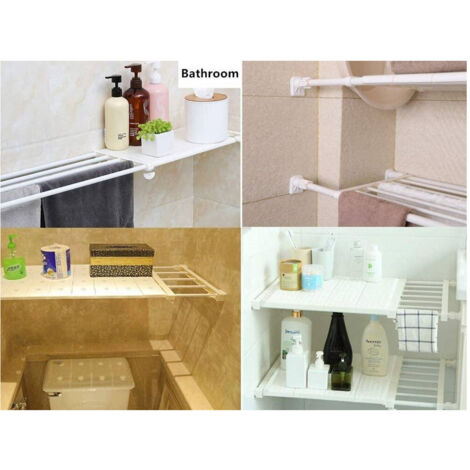 Produktbild von Erweiterbares Teleskop-Einlegeboden Für Schränke – Verstellbar 37–85 Cm, Stabiler Kohlenstoffstahl, Ohne Bohren Für Küche, Kleiderschrank & Bad