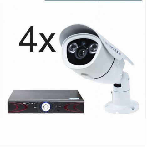 Trade Shop - 4-KANAL-KAMERAS VIDEOÜBERWACHUNG SMARTPHONE KOSTENLOSE APP FULL HD MAXTECH POE-C001 - (1/2)