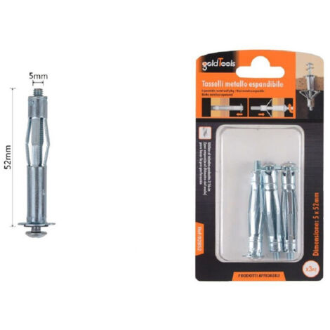 Trade Shop - SET MIT 3 SPREIZBAREN METALLDÜBELN, SPREIZSCHRAUBEN, STIL I, 5X52 MM, 92852 - (1/2)