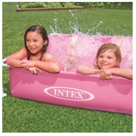 Trade Shop - MINI FRAME ROSA QUADRATISCHER POOL MIT RAHMEN 122X122X30 CM KINDER SOMMER 57172 -