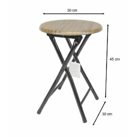Trade Shop - Hocker, Tisch, Klappsitz, dunkles Holz, schwarzes Metall, 45 x 30 cm -