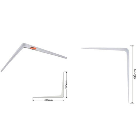 Trade Shop - SET 2 STÜCK REGALHALTERUNG UNTERSTÜTZUNG DREIECKIG METALL REGAL 40CM WEIß 91259 - (1/2)