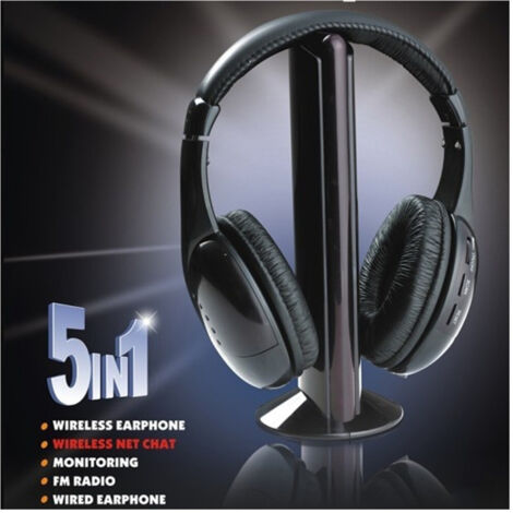 Trade Shop - Drahtloser Kopfhörer-Kopfhörer 5 in 1 drahtloses Wi-Fi-Mikrofonfunkfunk-FM - (1/5)