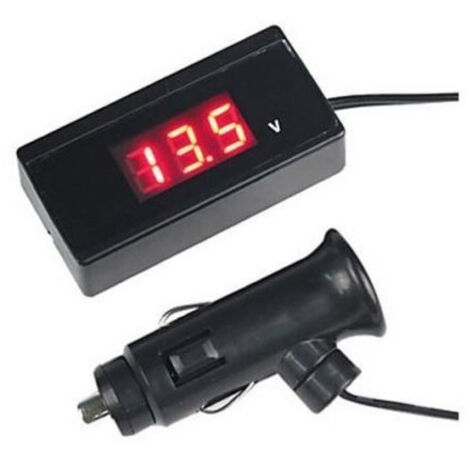 Tester Digitale Voltimetro Batteria 12V/24V Con Display LED – Per Auto, Camper, Moto, Presa Accendisigari