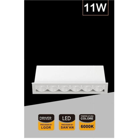 Trade Shop - LED-Einbaustrahler, rechteckig, weiß, 11 W, natürliches warmes und kaltes Licht, XTD-6-B - (1/4)