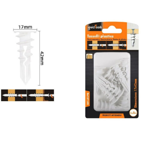 Trade Shop - SET 8 TASSELL PEZZZES IN PLASTIC TASSELLO FISCHER FISSAGGIO VITI 17X42 MM 57185 - (1/2)