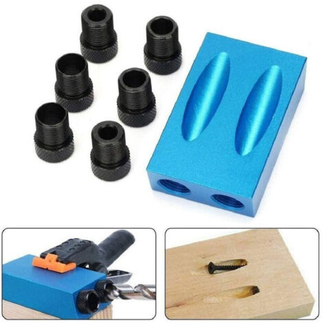 Trade Shop - Taschenlochlehre mit Bohrern, 15°-Positionierer, 14-teilig - (1/5)