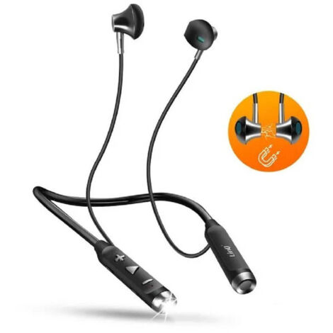 Trade Shop - AURICOLARI MAGNETIC CUFFIE BLUETOOTH IN COLLO MIT LED SPORT SMARTPHONE S800 - (1/5)