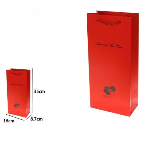 Sacchetto Regalo Per Vino In Feltro Rosso Con Finestra - 33,5x16,3x7,5 Cm - Riutilizzabile, Per Matrimoni E Natale - 4
