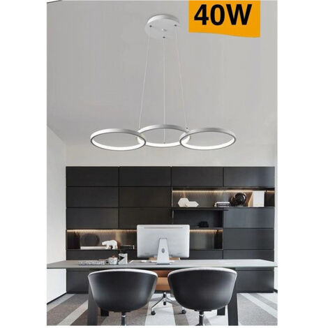 Trade Shop - DECKENHÄNGERLEUCHTE 3 RINGE DREI FARBIGE SCHIRME 40W B63-B3C - (1/5)