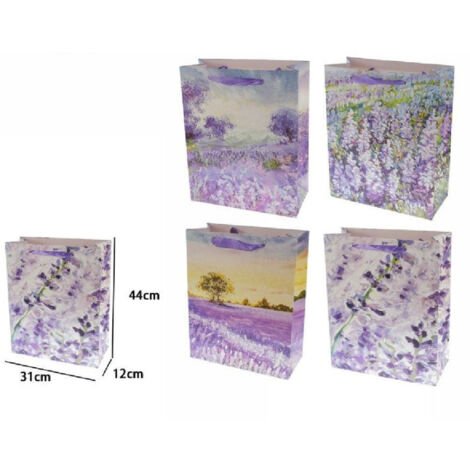 Trade Shop - SET 2 STÜCK GESCHENKTASCHE LAVENDEL 44X31X12CM TASCHE 69967 VERSCHIEDENE FANTASIEN -