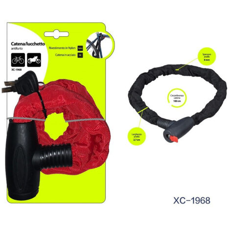 Trade Shop - KETTEN-DIEBSTAHLSCHUTZ-VORHÄNGESCHLOSS AUS STAHL MIT NYLONBESCHICHTUNG MOTORRAD BIKE XC-1968 - (1/2)