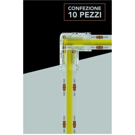 Trade Shop - KIT 10 STÜCK TRANSPARENTER ECKVERBINDER FÜR EINFARBIGE LED-STREIFEN 2PIN 10 MM CN10-L - (1/5)