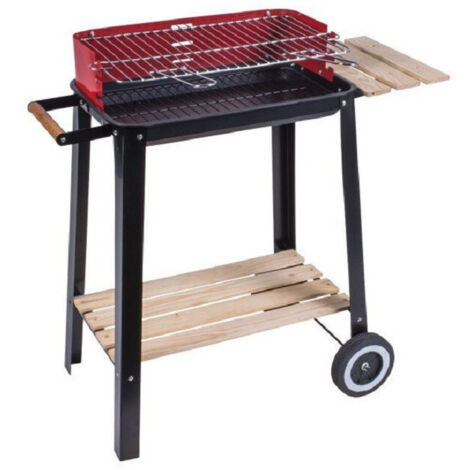 Trade Shop - BBQ BARBECHNUNG RETANGOLARE 51X32X69CM MIT STRUKTUR ACCIAIO RIPIANI LEGNO 2600053 - (1/2)