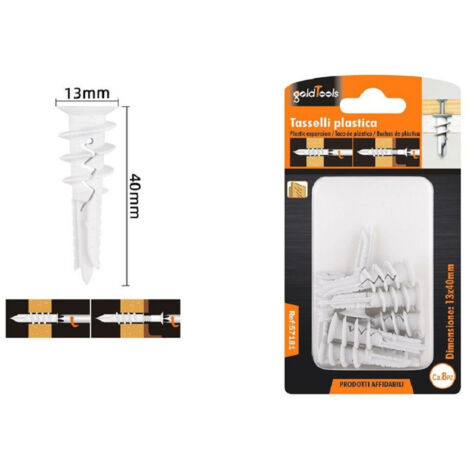 Trade Shop - SET 8 TASSELL PEZZZZEN IN PLASTIC TASSELLO FISCHER FISSAGGIO VITI 13 X 40MM 57181 - (1/2)