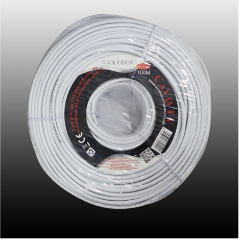Trade Shop - Koaxialkabel-TV-Verlängerung PVC 100 Meter abgeschirmt Maxtech CAV-TV100M - (1/2)