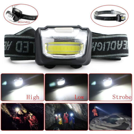 Mini Stirnlampe 3W COB LED | 3er Set Helmleuchten Kopflampe