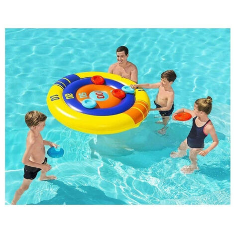 Trade Shop - RUNDE AUFBLASBARE SCHWIMMENDE SPIELSCHEIBE CHAMPION FRISBEE Ø140CM SCHWIMMBAD 52566 - (1/5)
