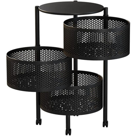 Trade Shop - Mobiler Schrank, schwarzer Metalltisch, 3 Fächer, verstellbarer Stauraum, 30 x 60 cm - (1/2)