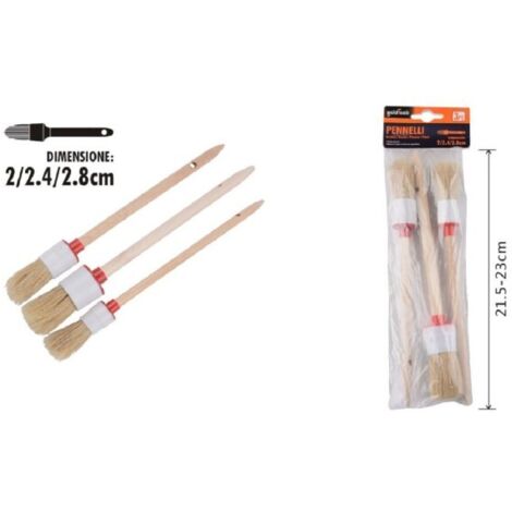 3-teiliges Holz-Schablonenpinsel-Set Mit Farbpad - Naturborsten Für Malerei