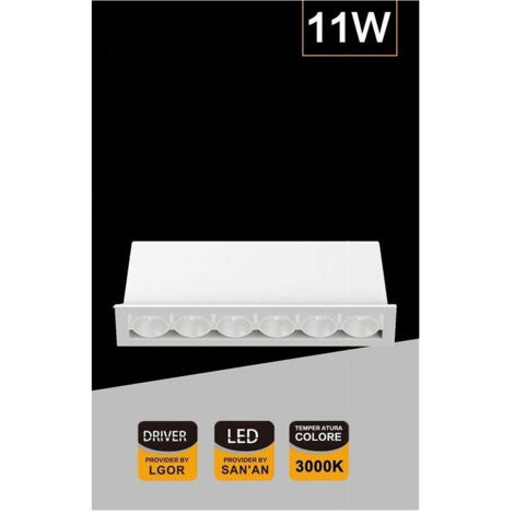 Trade Shop - LED-Einbaustrahler, rechteckig, weiß, 11 W, natürliches warmes und kaltes Licht, XTD-6-B - (1/4)