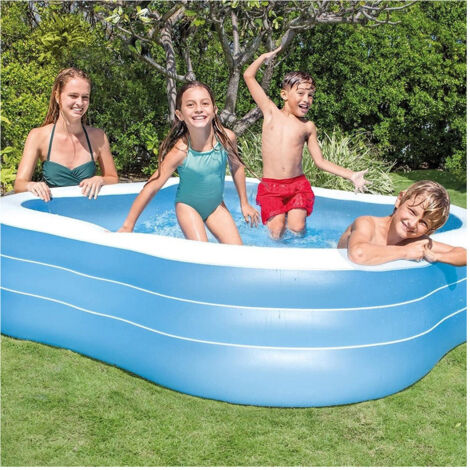 Trade Shop - Aufblasbarer Familienpool mit drei Ringen, quadratisch, 229 x 229 x 56 cm, Garten 57495 - (1/4)