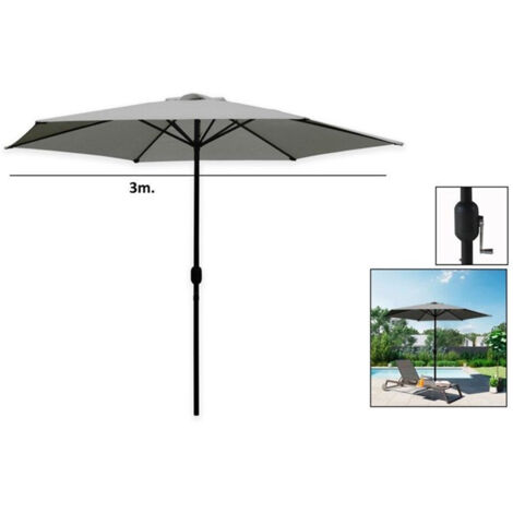 Doppler Ombrellone AluPro Push Up 305 Cm Esagonale Con Manovella - Antivento Per Terrazza E Balcone