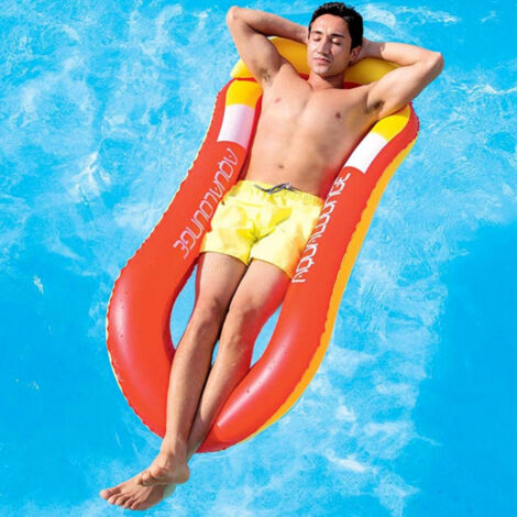 Trade Shop - Hngematte, Liegestuhl, Matratze, 160 x 84 cm, Rot und Blau,  aufblasbar, fr Meer und Pool -