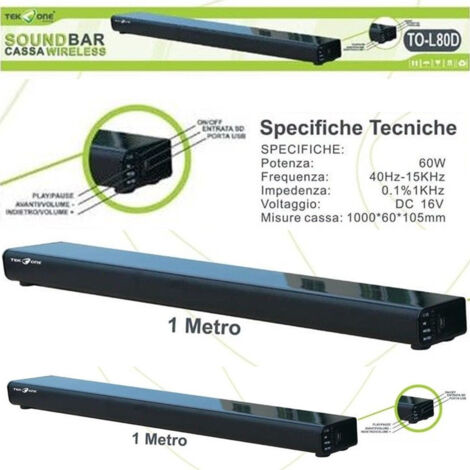 Trade Shop - SOUNDBAR SUBWOOFER HEIMKINO TV AUDIO LAUTSPRECHER 5.1 SURROUND SYSTEM 60W USB TF -