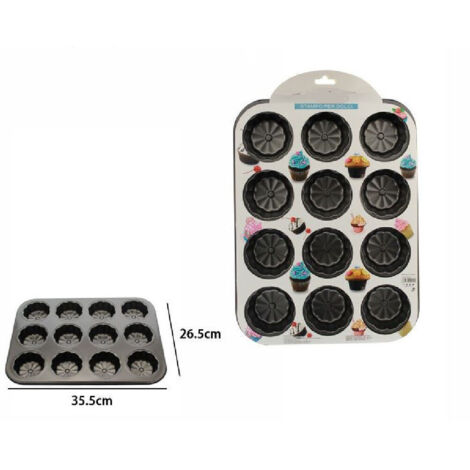 Trade Shop - ANTIHAFT-BACKBLECH FÜR 12 MUFFINS, CUPCAKES, SÜSSIGKEITEN, PUDDING 59942 - (1/2)