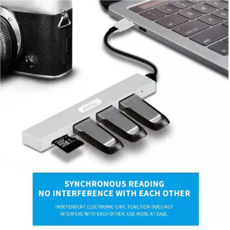 Trade Shop - HUB USB 3 PORTE USB3.0 + 1 SLOT MICRO SD PORTATILE DISSIPATION VON CALORE Q-T89 - (1/5)