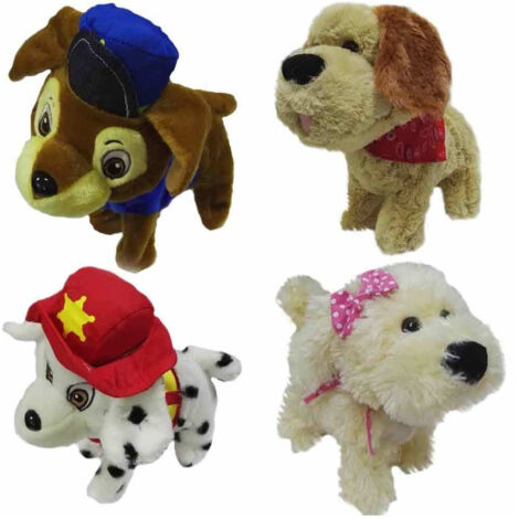 Trade Shop - Plüschhund mit geführten Draht für Kinder geht Breite und Rinde - (1/5)