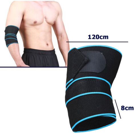 Trade Shop - COPPY GOMITIERA FASCIA ELASTIC BENDA SUPPORT TUTOR FÜR GOMITO 120X8CM BLUE -