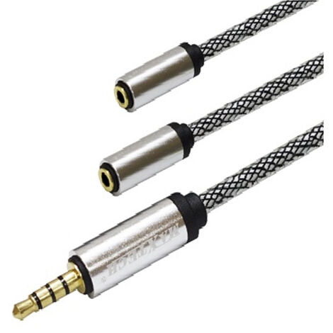 Trade Shop - AUDIO CAVIO AUX 3.5MM PER SMARTPHONE SPLITTER ADATTATORE MAXTECH 2M AUX3-M2F0.2M - (1/2)