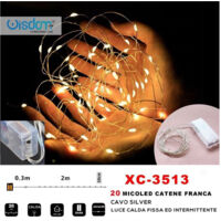 Trade Shop - CATENA 20 MICROLED BATTERY CAVO SILVER HOW LIGHT FIXED + INTERMITTION XC-3513 -