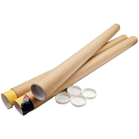Lot de 10 Tubes carton brun pour affiche poster 6 cm x 85 cm (1/3)