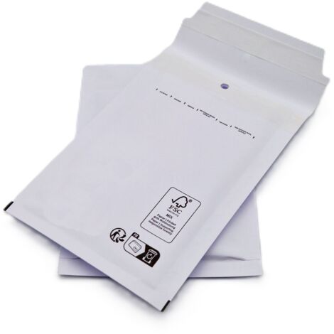 Lot de 1000 Pochettes ( enveloppes ) à bulles A/1 : 95 x 165 mm en kraft BLANC